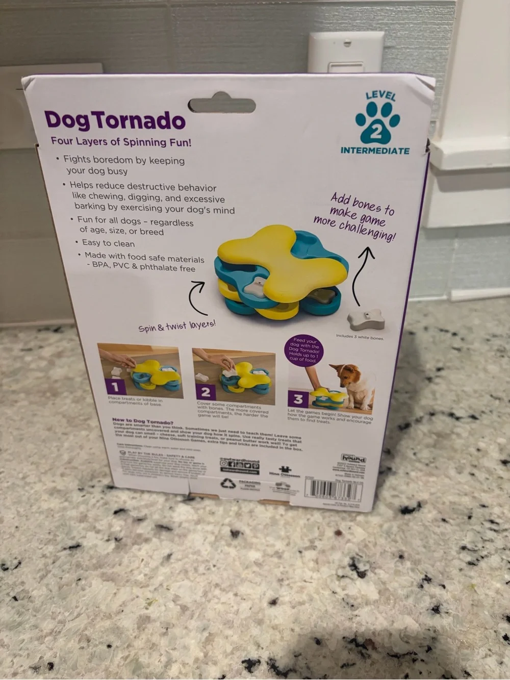 Outward Hound Interactive Dog Tornado Puzzle Toy - Purple/Yellow/Blue